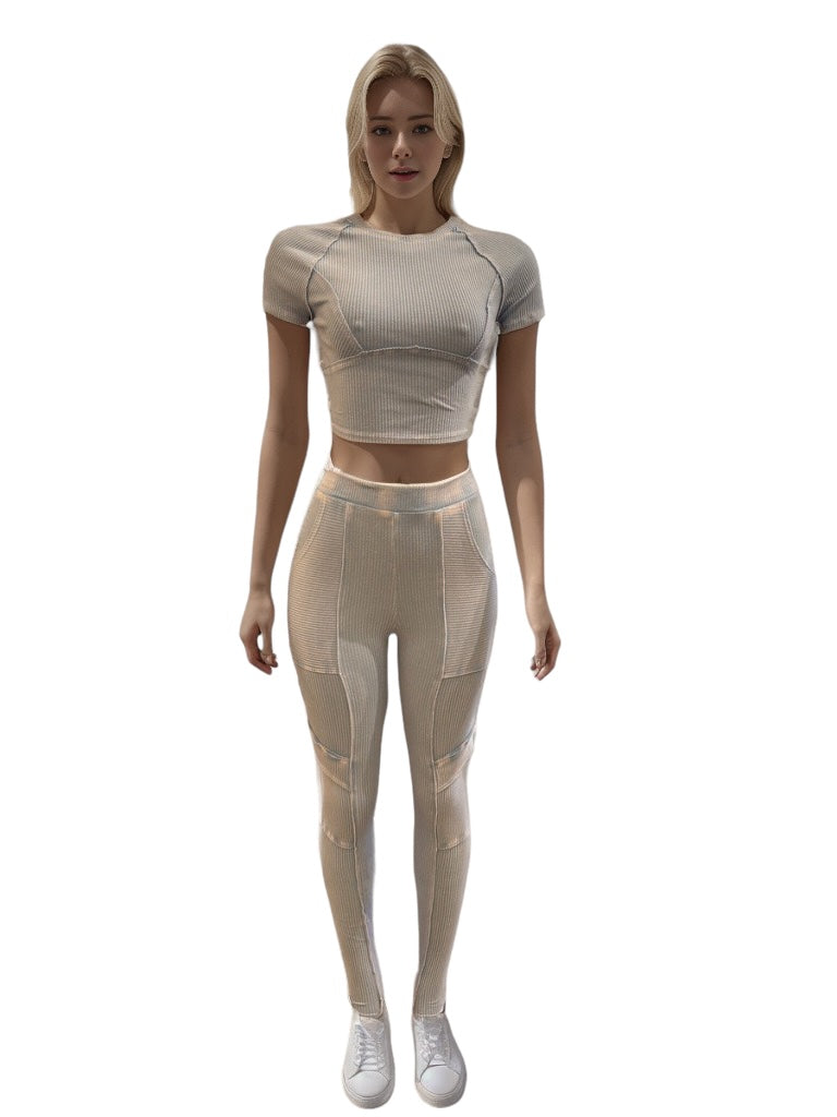 Kay Ribbed 2 piece set Baby Blue