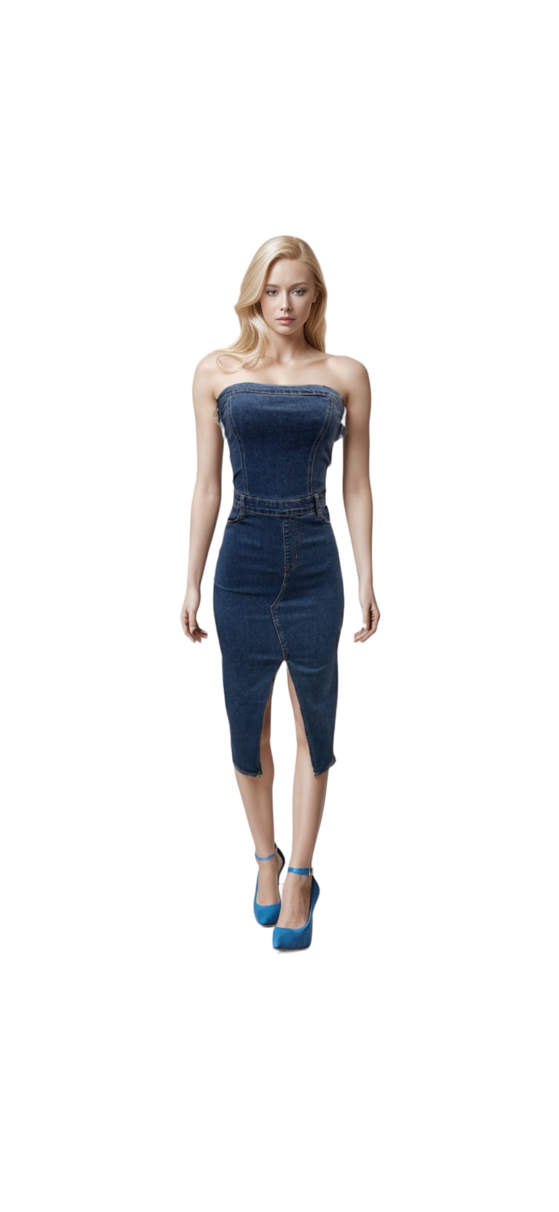 Jean Tube Dress Mini Split