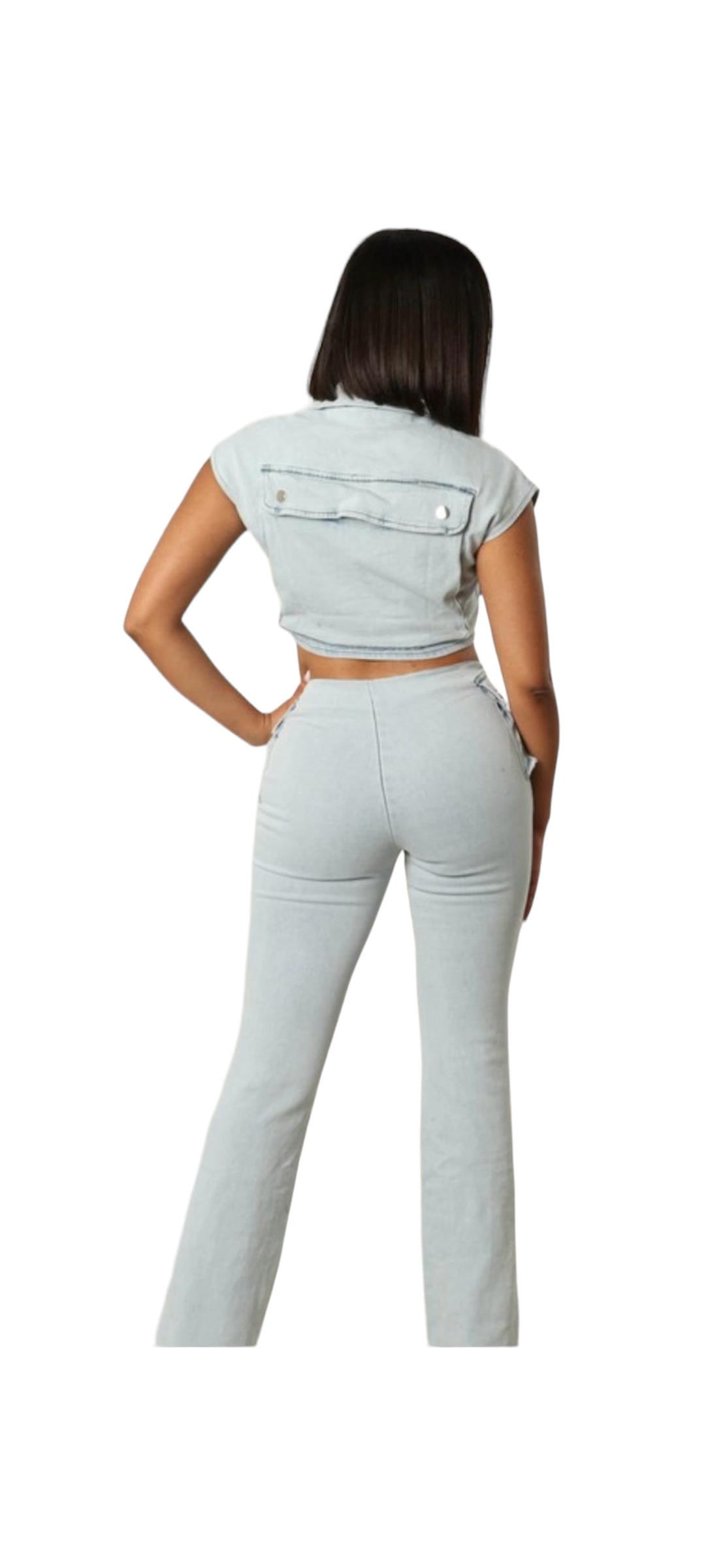 Denim 80's Crop Jacket & Wide Leg