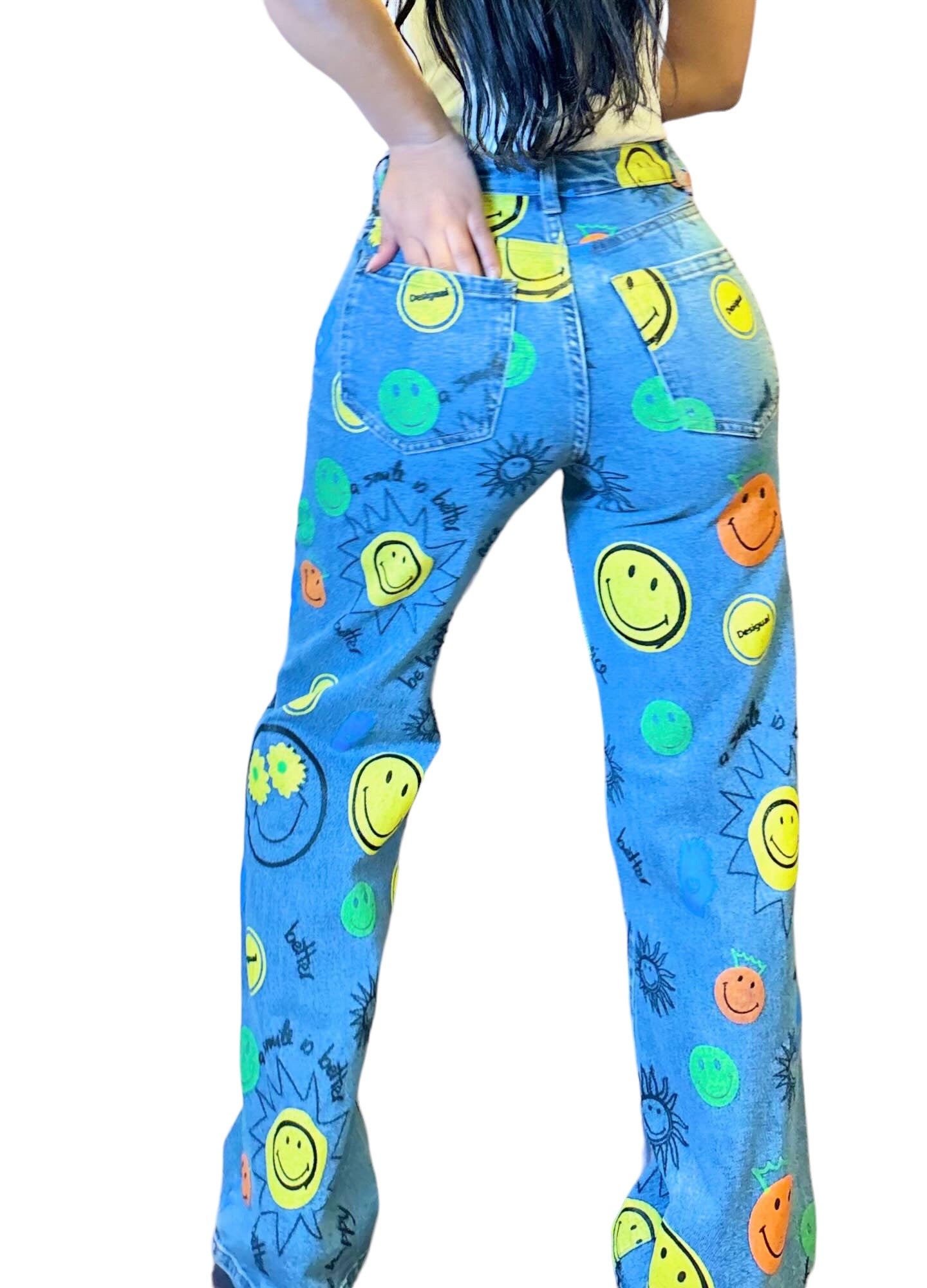 Sunshine Smiley face Wide Pants
