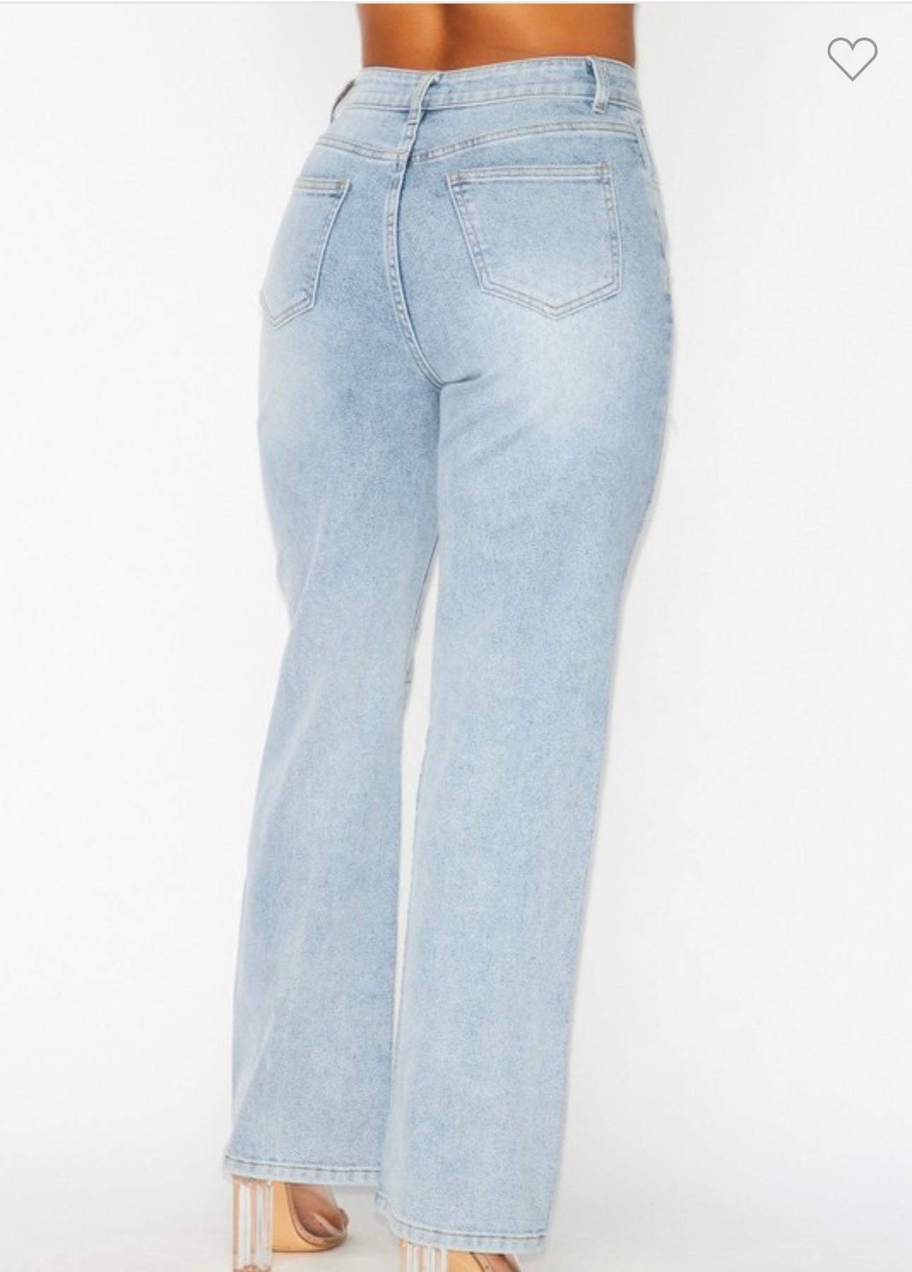 Rinestone ripped wide Bottom Jeans