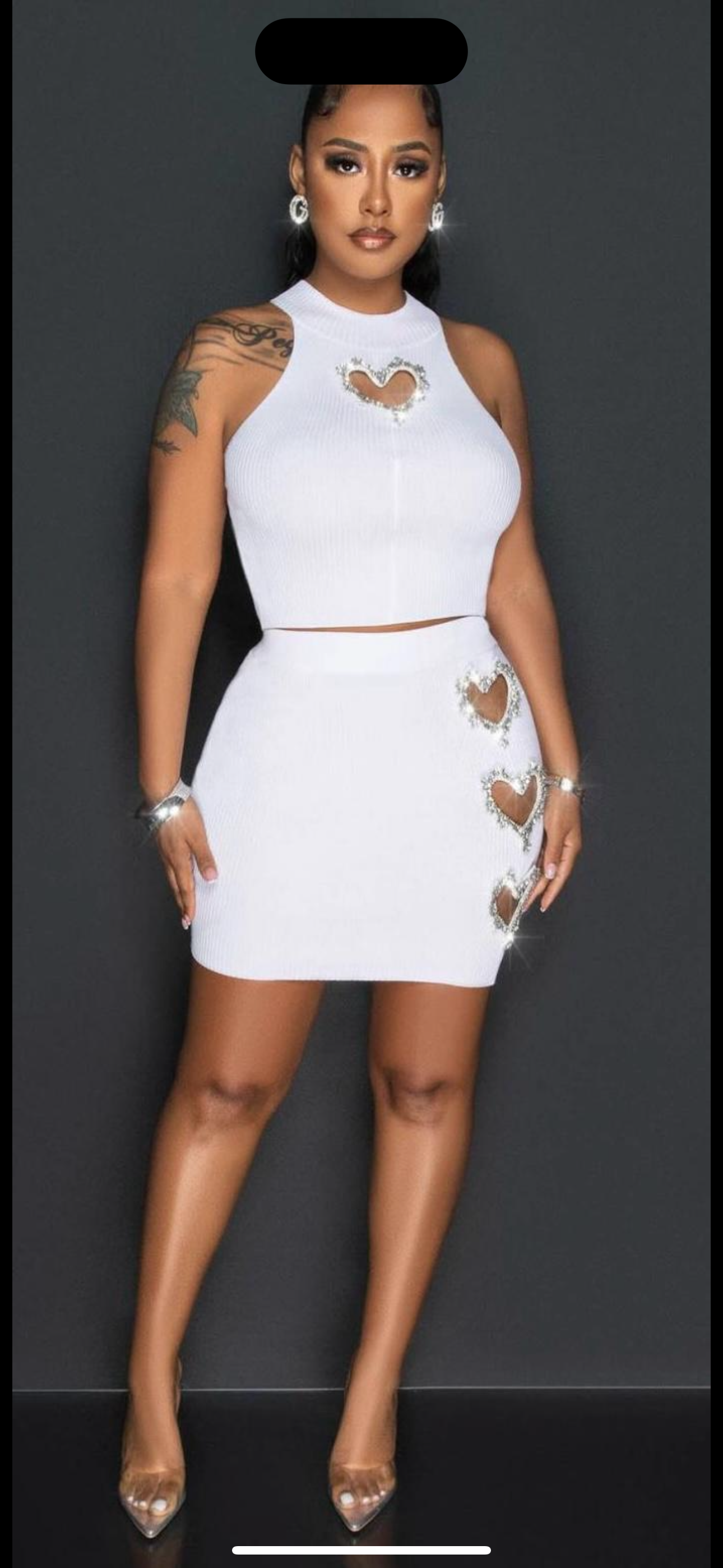 Heart top and skirt White
