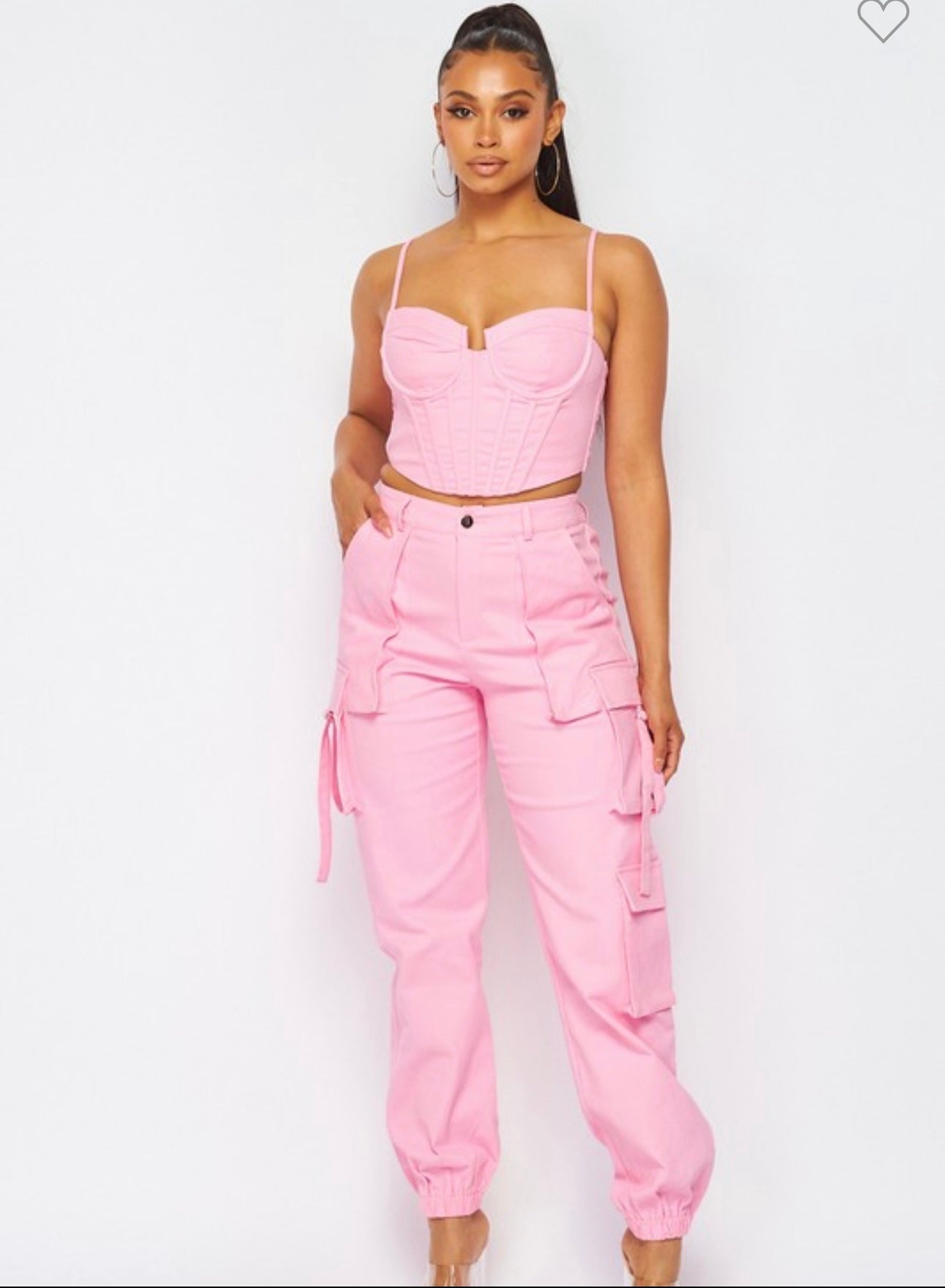 Lea Bustier Crop & Jogger Cargo Pink