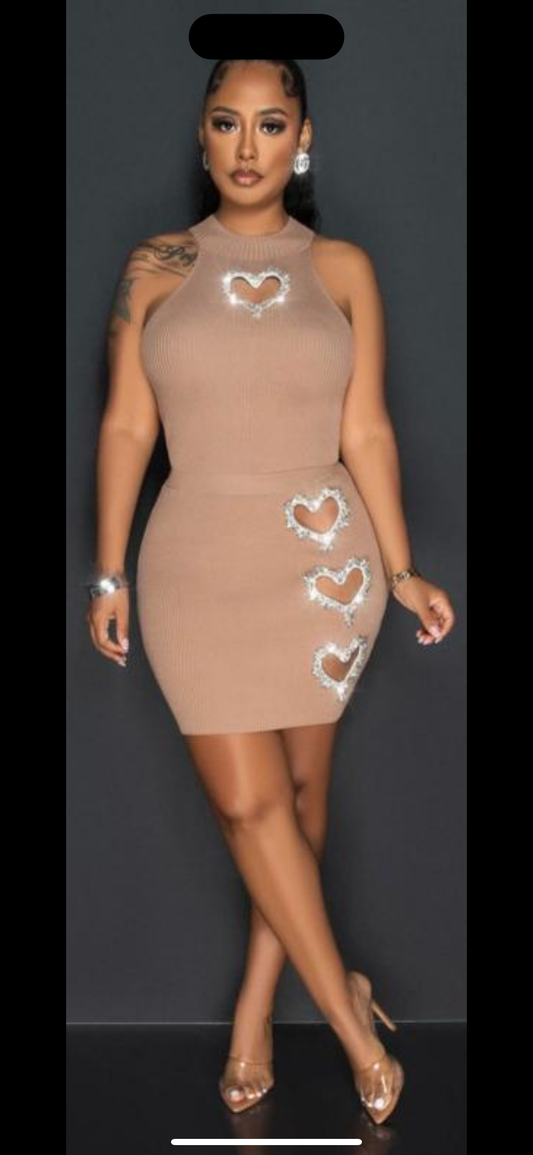 Heart top and Skirt Beige