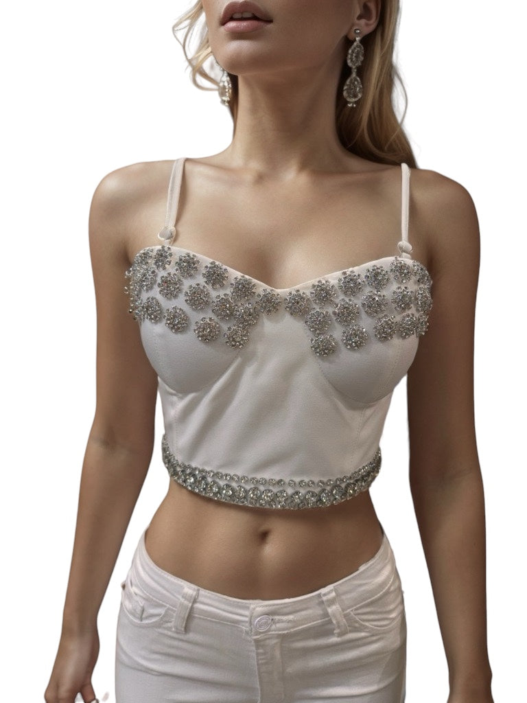 Dripped Strapped Blouse White