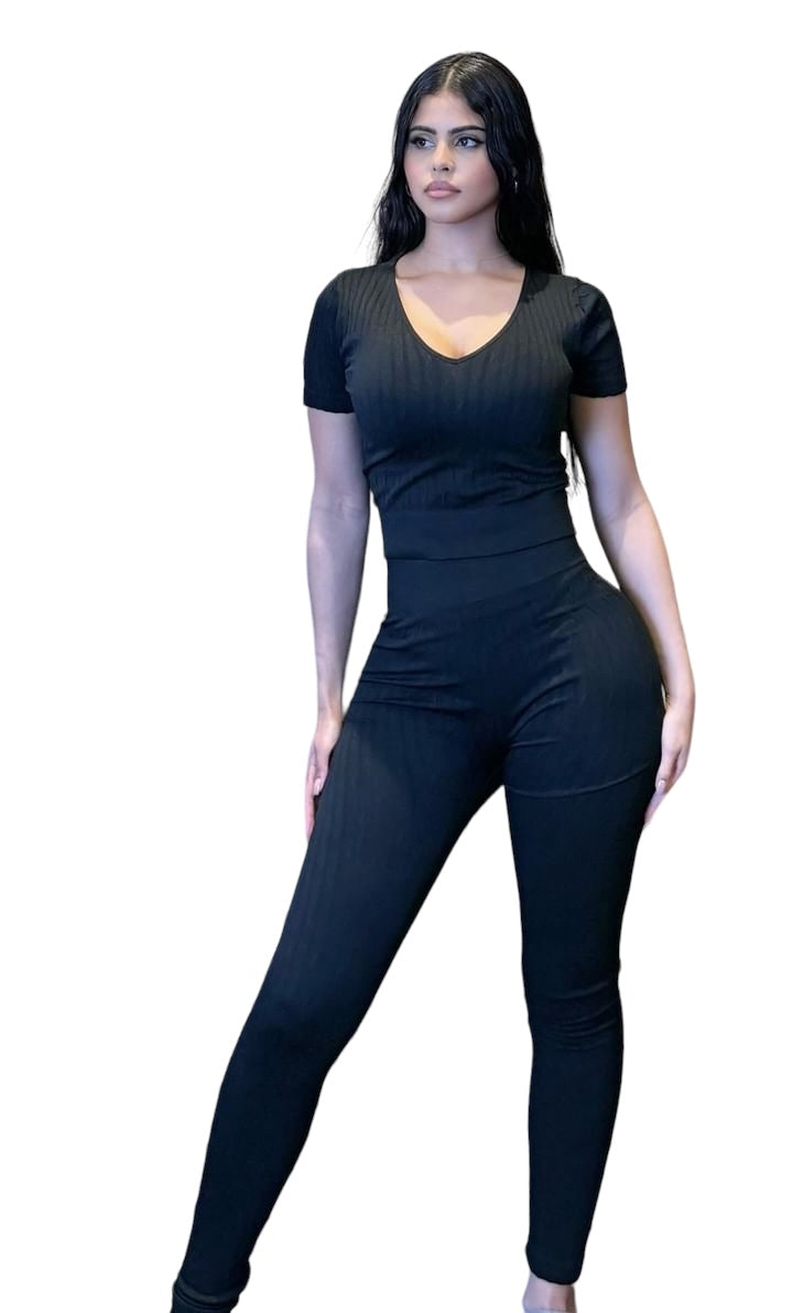 Ribbed legging Set Black