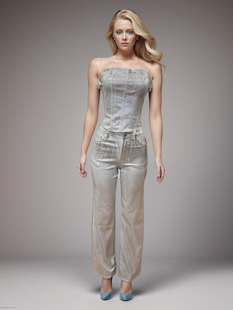 Metallic Wide Cut Silver Jeans White